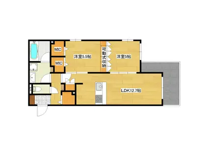 PREMIUM MAISON光プレミアムメゾンヒカリ(2LDK/2階)の間取り写真