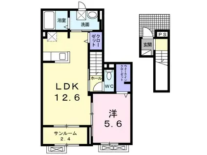 カーサ・アンビシオン(1LDK/2階)の間取り写真
