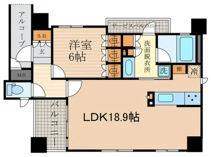 イーグルコート烏丸蛸薬師(1LDK/8階)の間取り写真