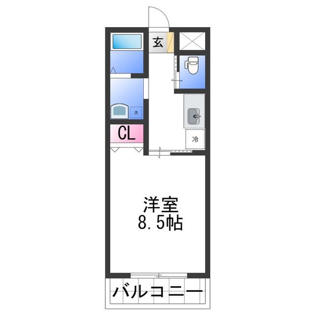 ルガール直川(1K/2階)の間取り写真