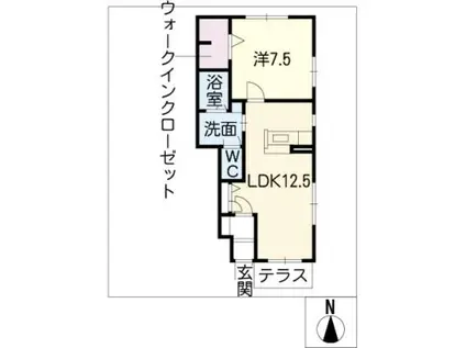 シャーメゾン知 B棟(1LDK/1階)の間取り写真