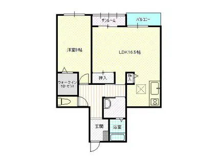たんぽぽコーポ福岡(1LDK/1階)の間取り写真