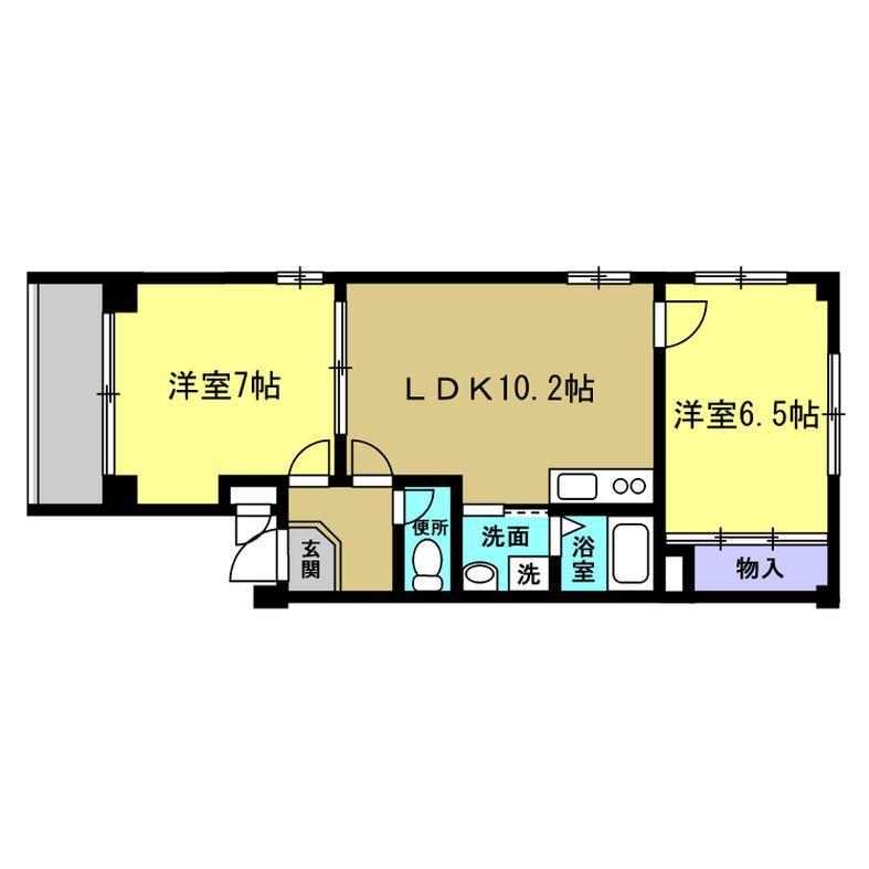 セゾン冨貴(2LDK/2階)の間取り写真