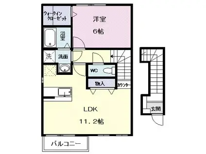 パークサイド(1LDK/2階)の間取り写真