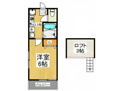 コーラルコート清瀬 弐番館(1K/2階)の間取り写真