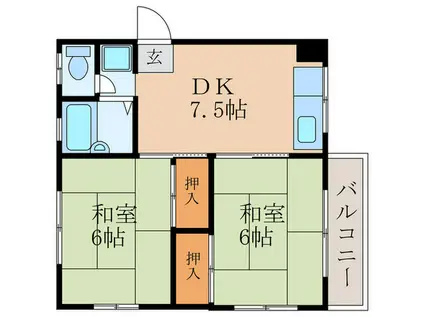 BAU竹谷(2DK/5階)の間取り写真