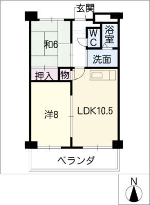 コート西浦(2LDK/6階)の間取り写真