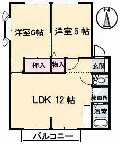 グリーンヒルズ太田 C棟(2LDK/2階)の間取り写真