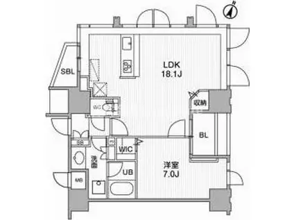 東神田テラスレジデンス(1LDK/10階)の間取り写真