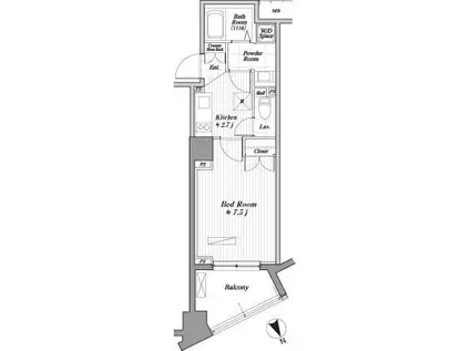 ハラスパジオB.P(1K/2階)の間取り写真