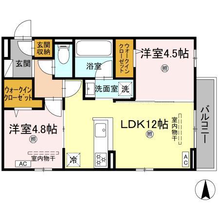 CAMPANELLA山本(2LDK/3階)の間取り写真