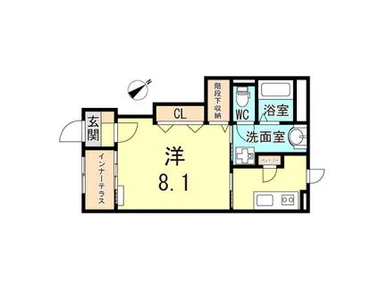 ルーチェテラス(1K/1階)の間取り写真