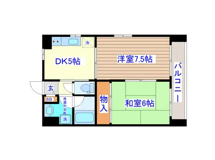 ボヌールI(2DK/3階)の間取り写真