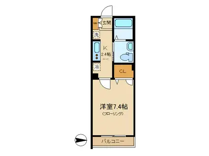 パークス東中野(1K/1階)の間取り写真