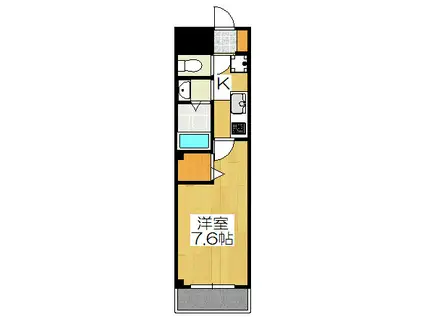 フラッティ西大路花屋町(1K/3階)の間取り写真