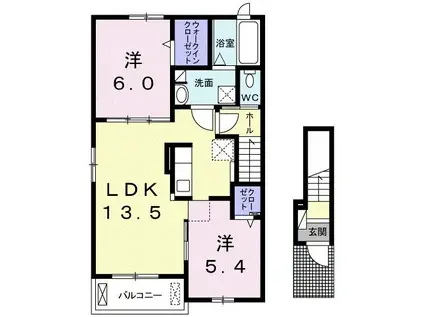 メゾン エインシェントII(2LDK/2階)の間取り写真
