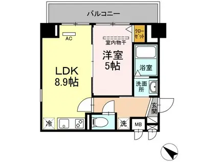 エンドレスタワー(1LDK/8階)の間取り写真