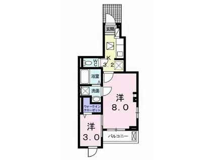 レジデンス藤岡II(1SK/1階)の間取り写真