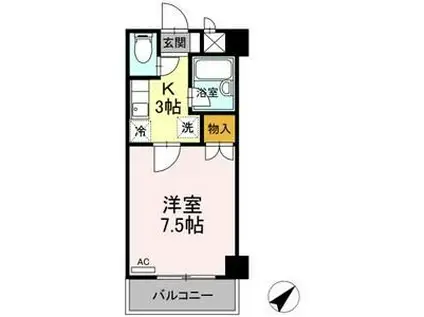 ネオシティー長町(1K/1階)の間取り写真