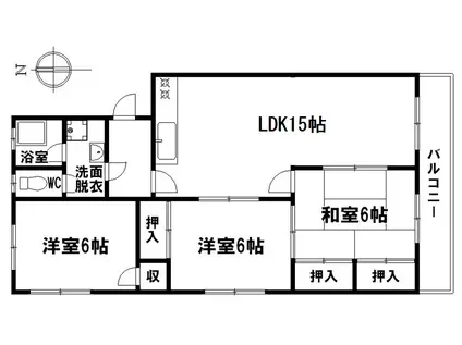 レジデンス下山(3LDK/3階)の間取り写真