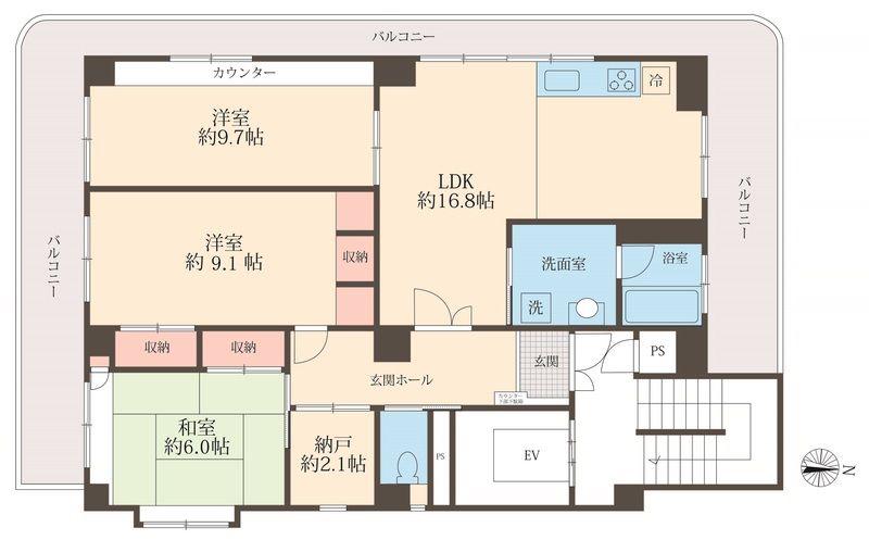 ホライズン東四つ木(3SLDK/4階)の間取り写真