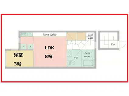 キャンプ デービット(1LDK/3階)の間取り写真