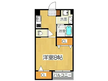 クオリア壱番館(1K/3階)の間取り写真