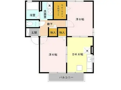 ニューポワールB(2DK/1階)の間取り写真