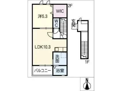 ロジェ ヨシヤマ(1LDK/2階)の間取り写真