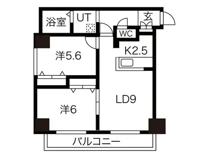 N28セントラルビル(2LDK/9階)の間取り写真