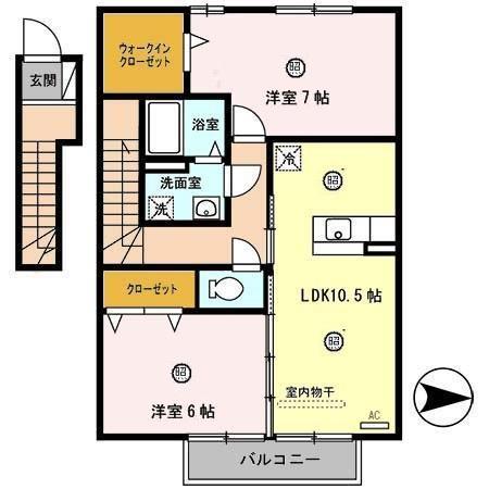 セジュール岡崎(2LDK/2階)の間取り写真