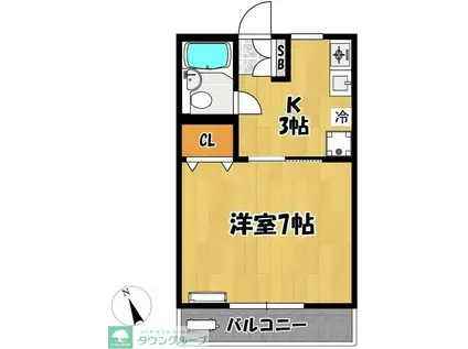 コーポいずみII(1K/1階)の間取り写真