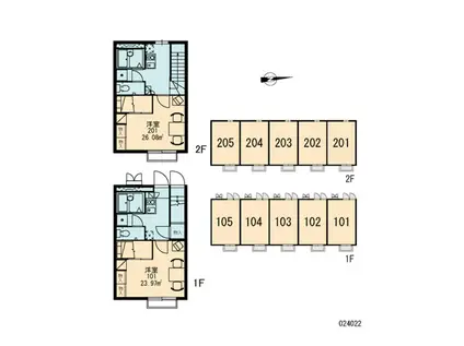 レオパレスベイサージュ(1K/1階)の間取り写真