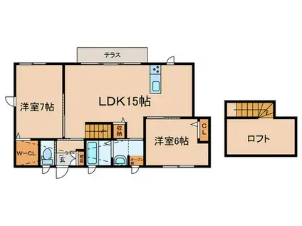 サヤンテラスB(2LDK/1階)の間取り写真