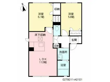 メゾン・シャレマレーア(2LDK/1階)の間取り写真