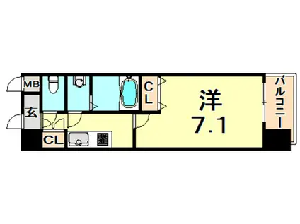 KDXレジデンス三宮(1K/11階)の間取り写真