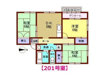 イトーハイムII(3DK/2階)の間取り写真