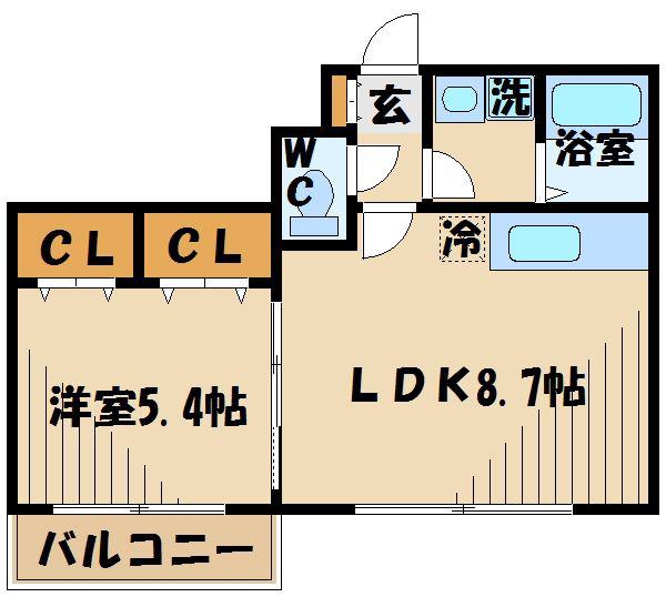 PINE GARDEN(1LDK/1階)の間取り写真