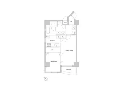 エルスタンザ関内大通公園(1LDK/3階)の間取り写真