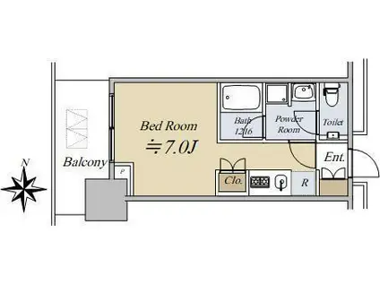 大崎駅西口F南地区市街地再開発(1K/18階)の間取り写真