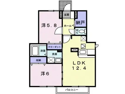 ゴーチェ(2LDK/1階)の間取り写真