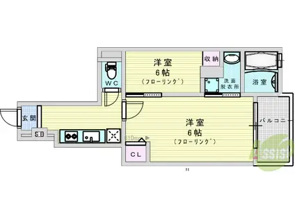 カーサユタカ(2K/1階)の間取り写真