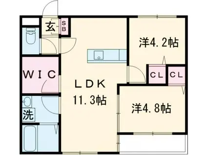 L-BLOOM御井(2LDK/2階)の間取り写真