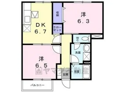 ヴィラシャルマン(2DK/1階)の間取り写真