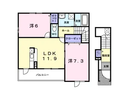 フランH(2LDK/2階)の間取り写真