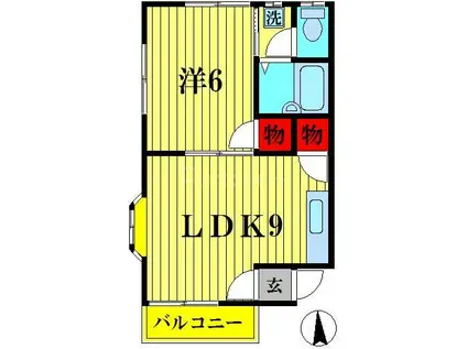 大谷ハイツ(1LDK/2階)の間取り写真