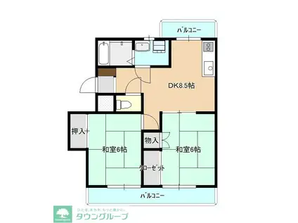 コーポ松清(2DK/2階)の間取り写真