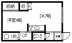 ハイツリバプール(1DK/2階)の間取り写真