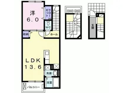 スカイレオ(1LDK/3階)の間取り写真