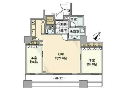 ガレリアグランデ(2LDK/9階)の間取り写真